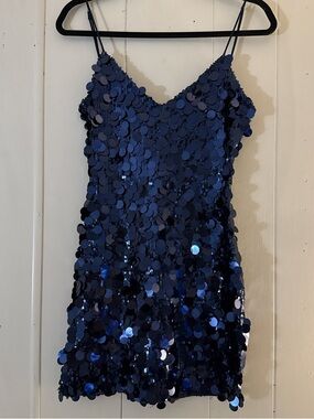 Meshki Navy Sequin Slip Mini Dress